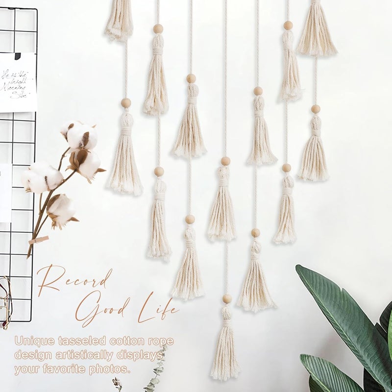 ANROYE Macrame Hanging Photo Display, Picture Holder with 30 Clips for Bedroom Wall, Polaroid Boho Gallery Hangers with LED Light String, Room Decor Gifts for 10 11 12 13 14 Year Old Teen Girl - Image 2